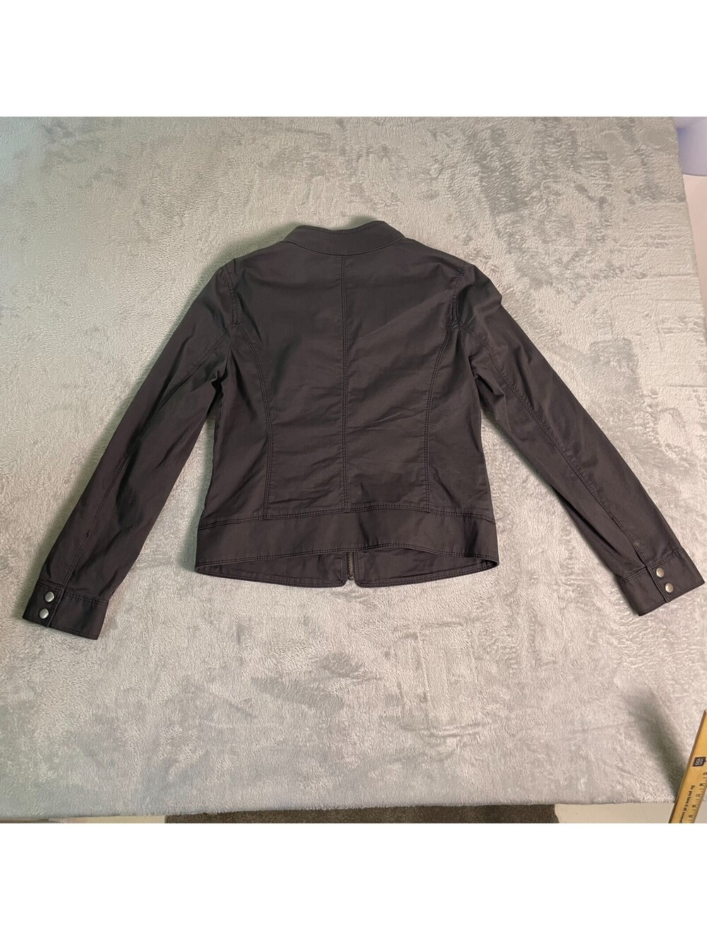 Express Moto Jacket Womens 10 Gray Zip Front Stretch Biker Cotton Utility Casual - Picture 9 of 9